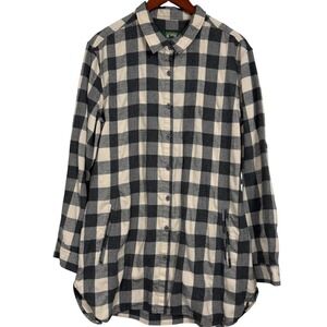 Stillwater Supply Co Womens XL Buffalo Plaid Flannel Shirt Jacket Black Cream